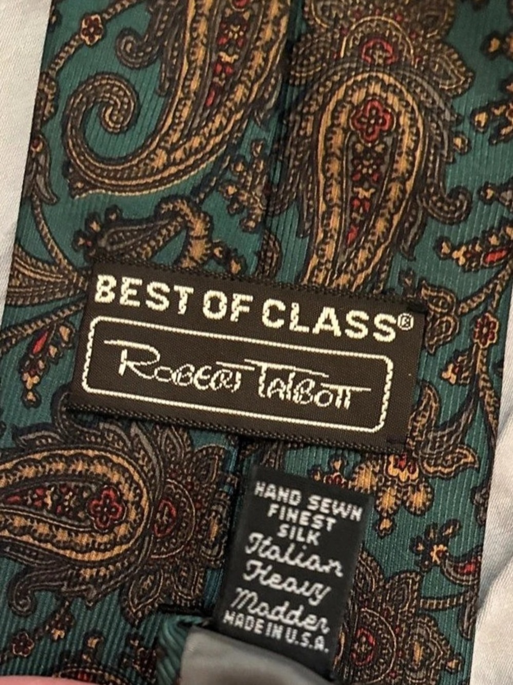 VTG Robert Talbott Best of Class Italian Heavy Madder Silk Tie Paisley Teal
